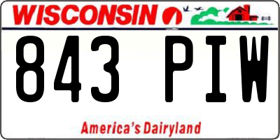 WI license plate 843PIW