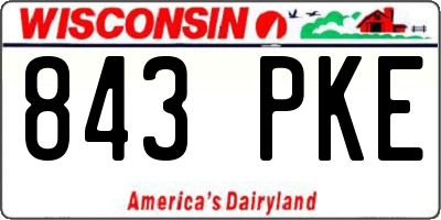 WI license plate 843PKE