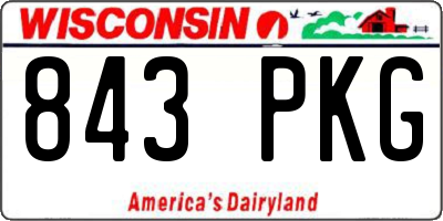 WI license plate 843PKG