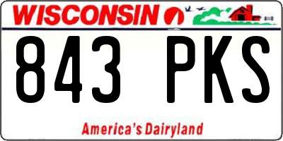 WI license plate 843PKS