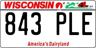 WI license plate 843PLE