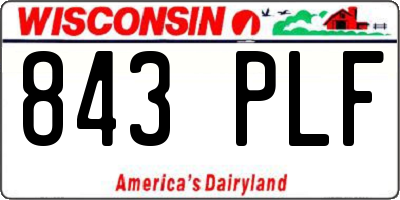 WI license plate 843PLF