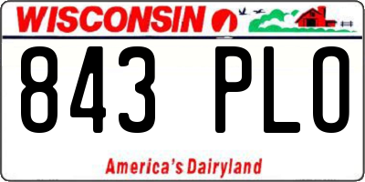 WI license plate 843PLO