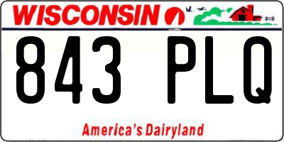 WI license plate 843PLQ