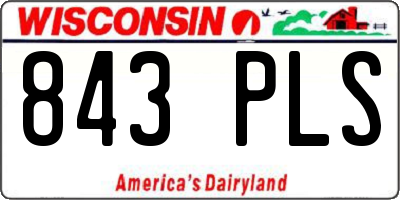 WI license plate 843PLS