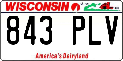 WI license plate 843PLV