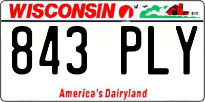 WI license plate 843PLY