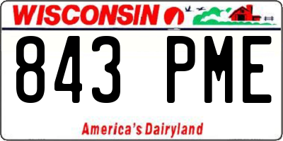 WI license plate 843PME