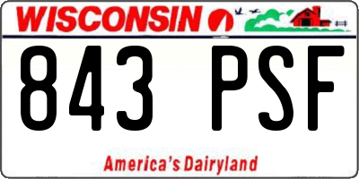 WI license plate 843PSF