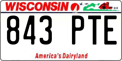WI license plate 843PTE