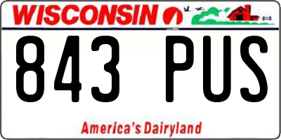 WI license plate 843PUS