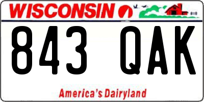 WI license plate 843QAK