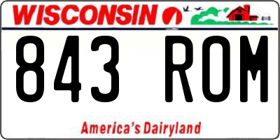 WI license plate 843ROM