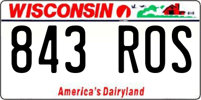 WI license plate 843ROS