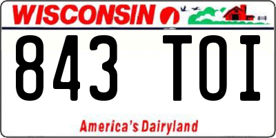 WI license plate 843TOI