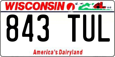 WI license plate 843TUL