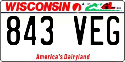 WI license plate 843VEG