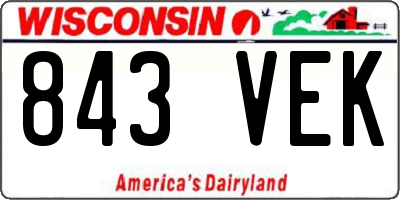 WI license plate 843VEK