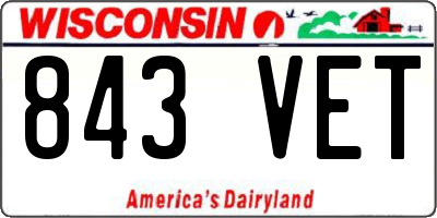 WI license plate 843VET