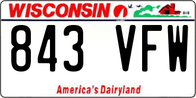 WI license plate 843VFW