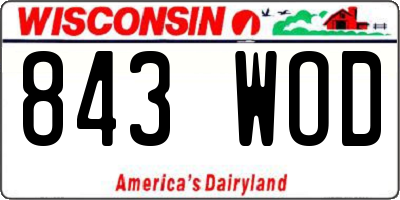WI license plate 843WOD