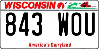 WI license plate 843WOU