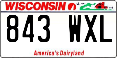 WI license plate 843WXL
