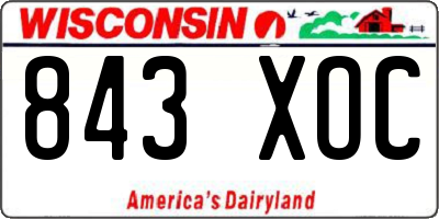 WI license plate 843XOC