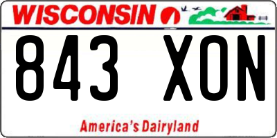 WI license plate 843XON