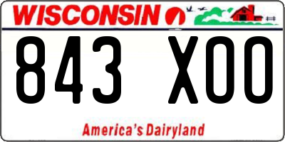 WI license plate 843XOO