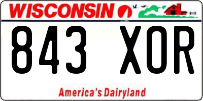 WI license plate 843XOR