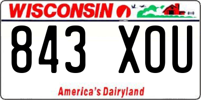 WI license plate 843XOU
