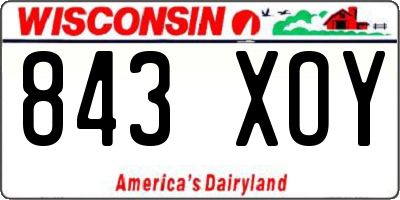 WI license plate 843XOY