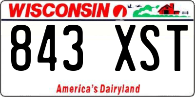 WI license plate 843XST
