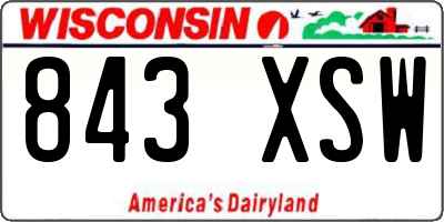 WI license plate 843XSW