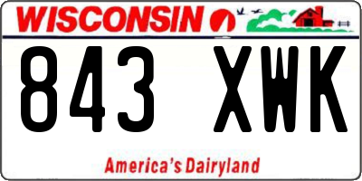 WI license plate 843XWK