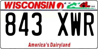 WI license plate 843XWR