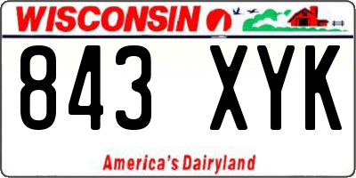 WI license plate 843XYK