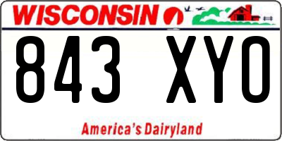 WI license plate 843XYO