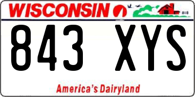 WI license plate 843XYS