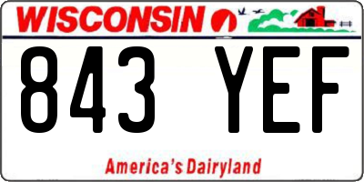 WI license plate 843YEF