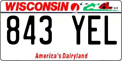 WI license plate 843YEL