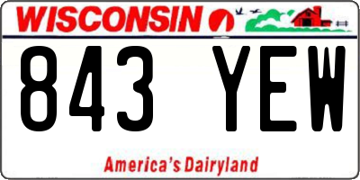 WI license plate 843YEW