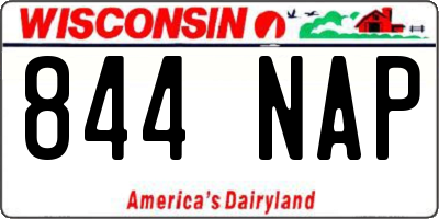 WI license plate 844NAP