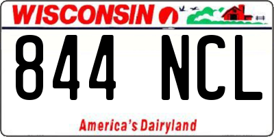 WI license plate 844NCL