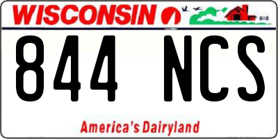WI license plate 844NCS