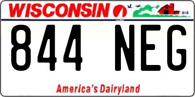 WI license plate 844NEG