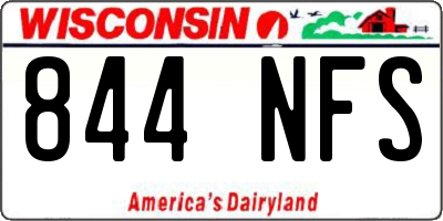 WI license plate 844NFS