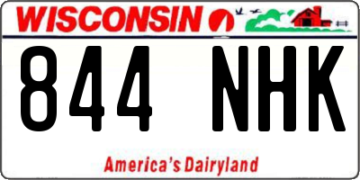 WI license plate 844NHK