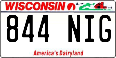 WI license plate 844NIG